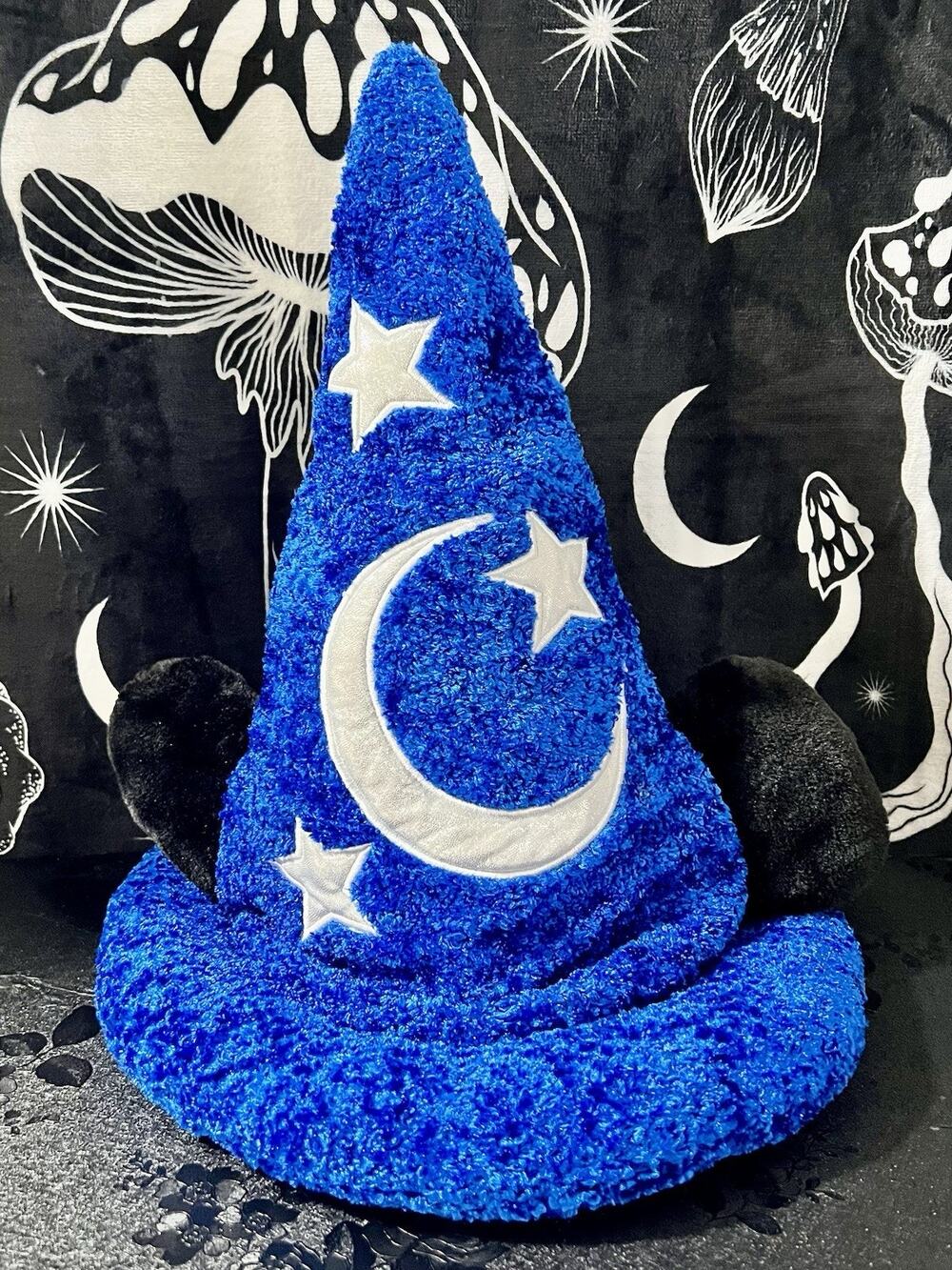 Disney Parks 2014 Sorcerer Mickey Wizard Hat Blue Plush Ears Fantasia Moon Stars